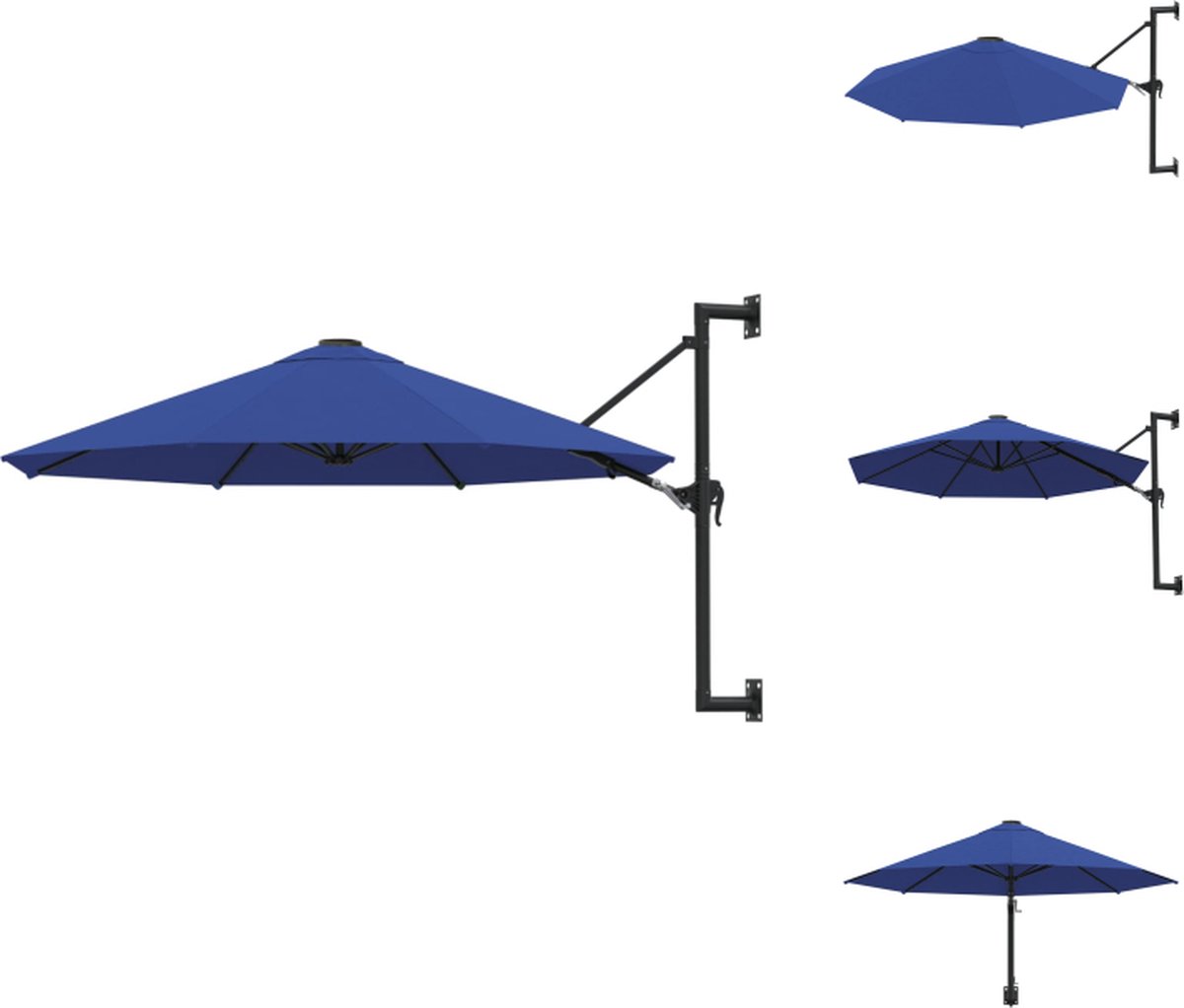 vidaXL Parasol - Parasols - Wandparasol - Wandparasols - Wandparasol met metalen paal 300 cm blauw (8721032997510)