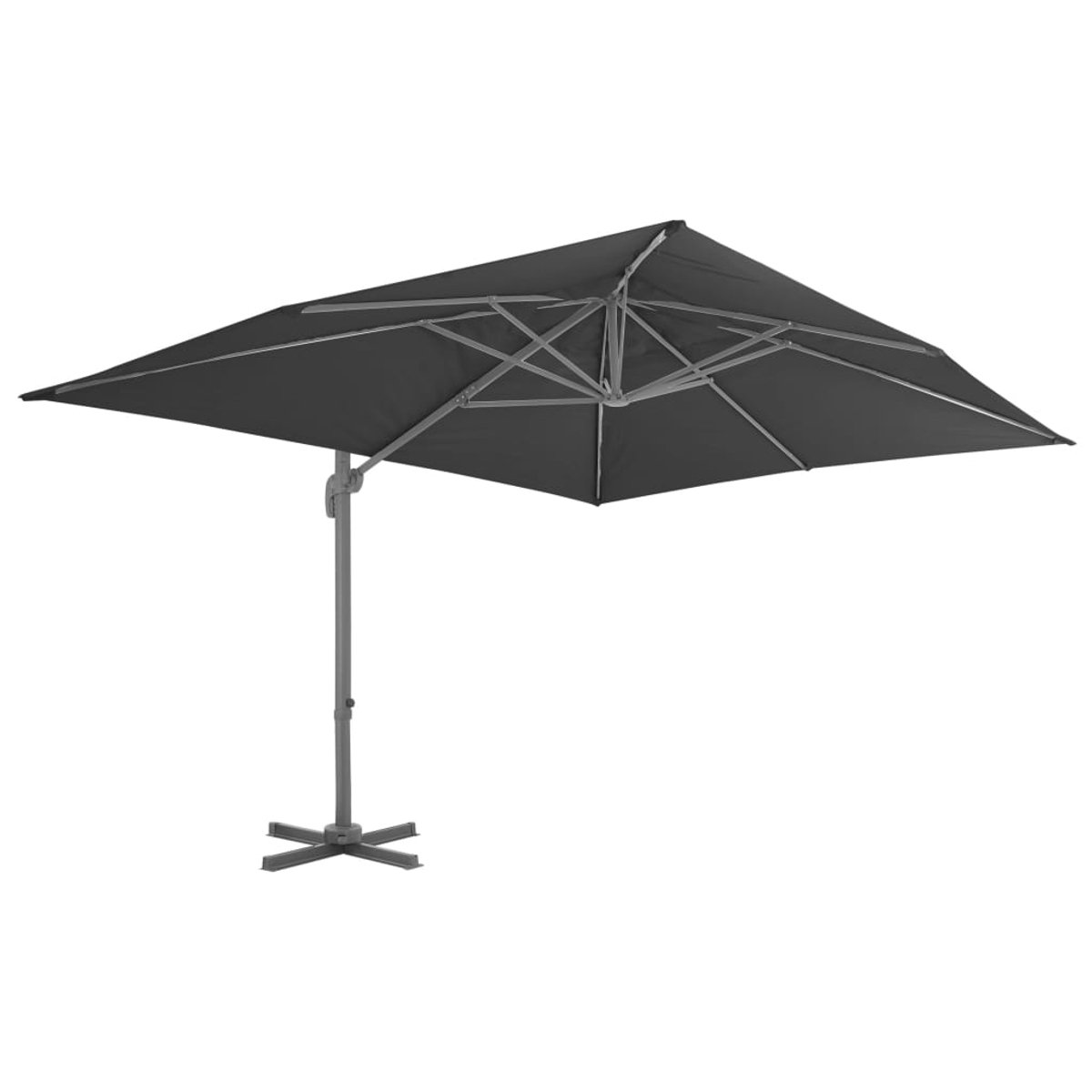 vidaXL Zweefparasol - Zweefparasols - Parasol - Tuinparasol - Zweefparasol met aluminium paal 4x3 m zwart (8206971504291)