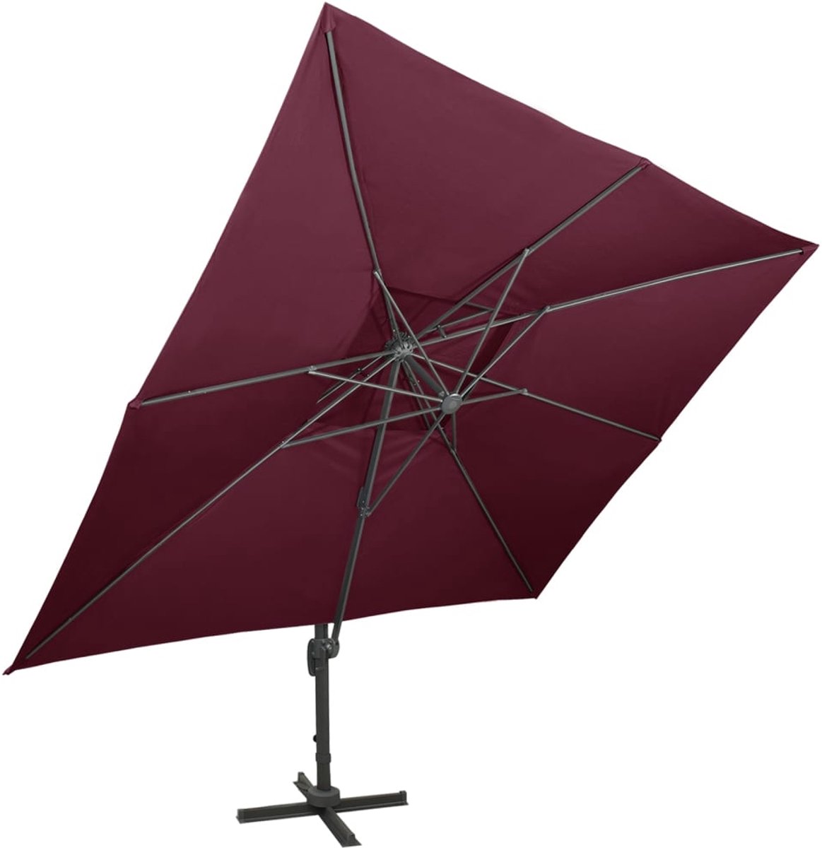 vidaXL Zweefparasol - Zweefparasols - Parasol - Tuinparasol - Zweefparasol met dubbel dak 400x300 cm bordeauxrood (8008525315205)