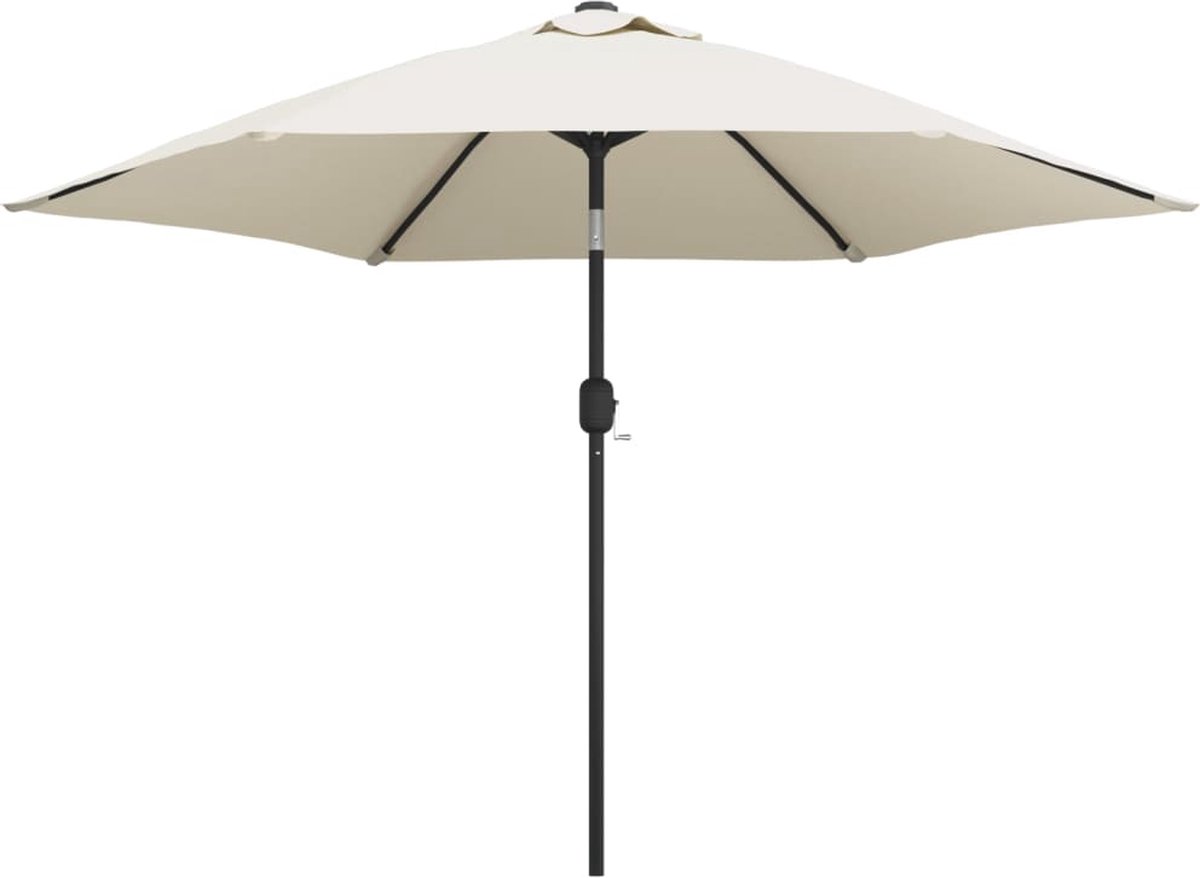 vidaXL Zweefparasol met LED 3 m - Zandwit Tuin Parasols - Strand Parasol - Parasol Led - Vlinder Parasol - Zonwering Tuin (8189940122286)