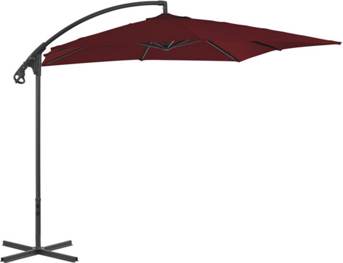 vidaXL - Zweefparasol - met - stalen - paal - 250x250 - cm - wijnrood (8720286114865)