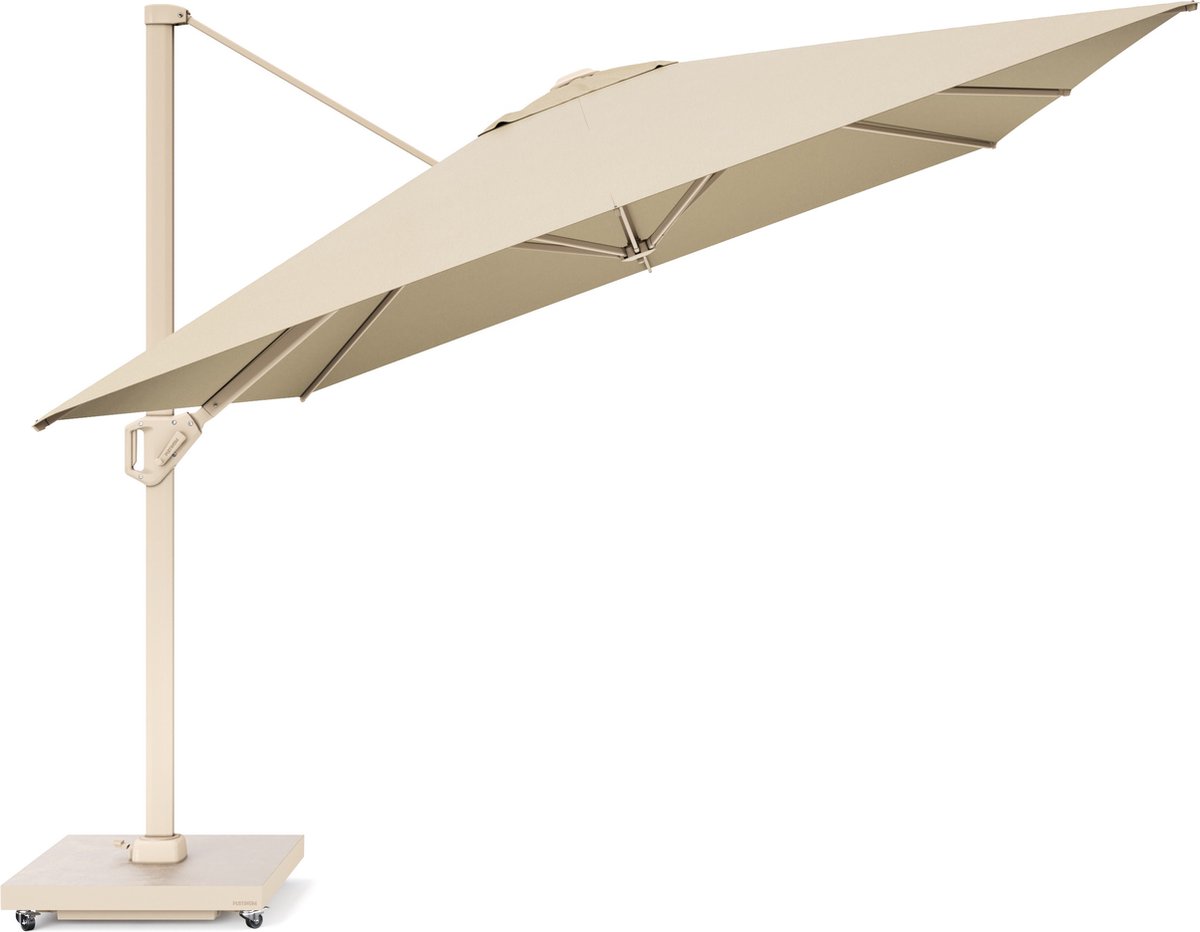 Platinum Sun & Shade - Zweefparasol - Challenger T1 Premium - 400x300cm - Sandstone - Champagne - Kantelbaar - 360° Draaibaar - 98% UV protectie (8721077130422)