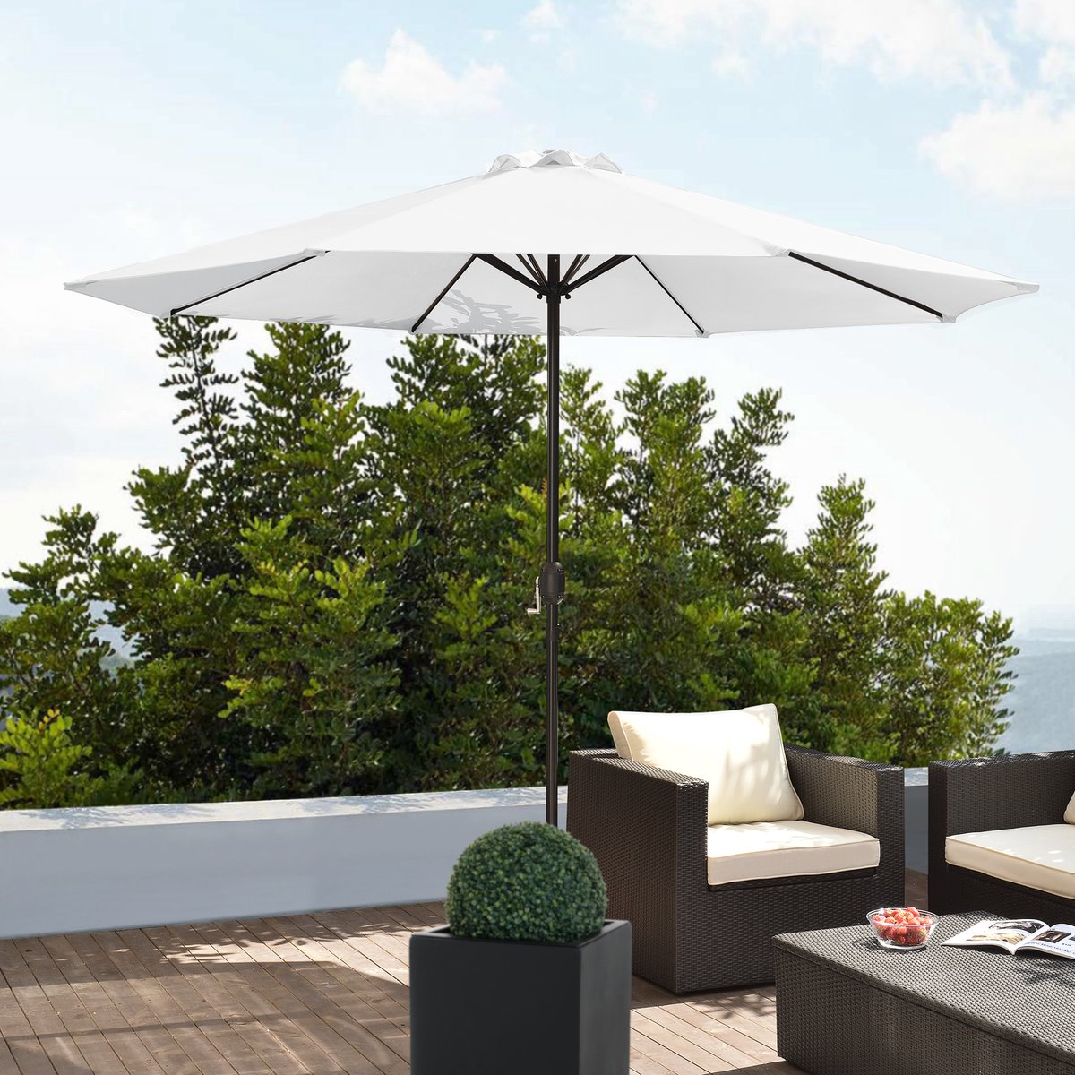 Tuin parasol stokparasol 300x230 cm wit (4251155569959)
