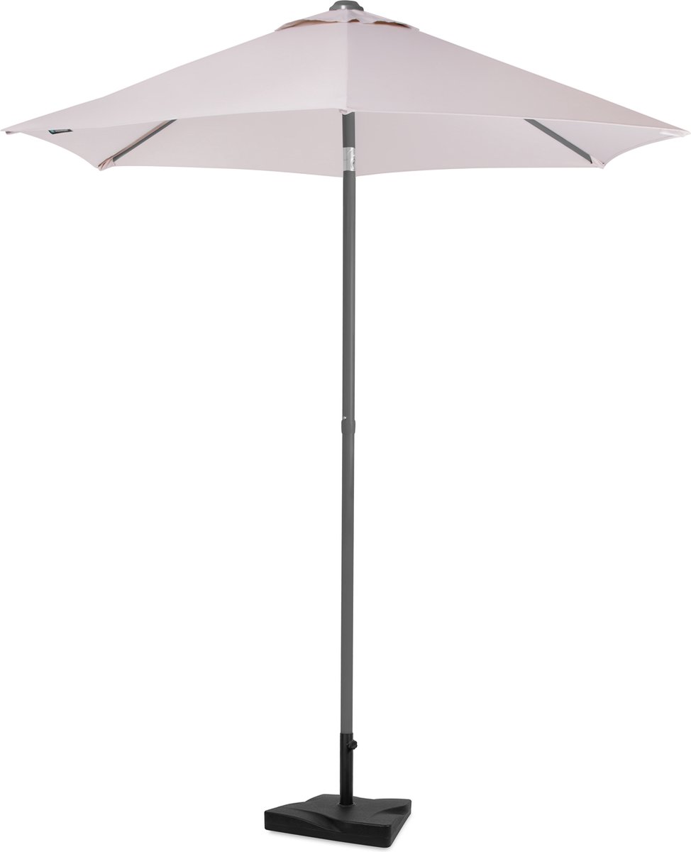 VONROC Premium Parasol Torbole - Ø200cm - Duurzame stokparasol - combi set incl. parasolvoet van 20 kg - UV werend doek - Beige - Incl. beschermhoes (8717479105076)