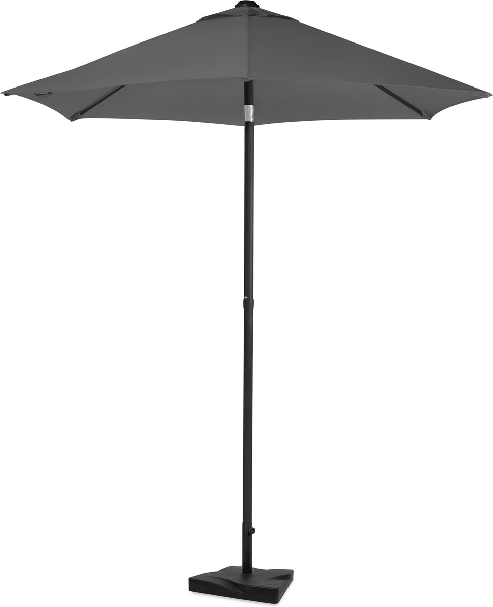 VONROC Premium Parasol Torbole - Ø200cm - Duurzame stokparasol - combi set incl. parasolvoet van 20 kg - UV werend doek - Grijs - Incl. beschermhoes (8717479105083)