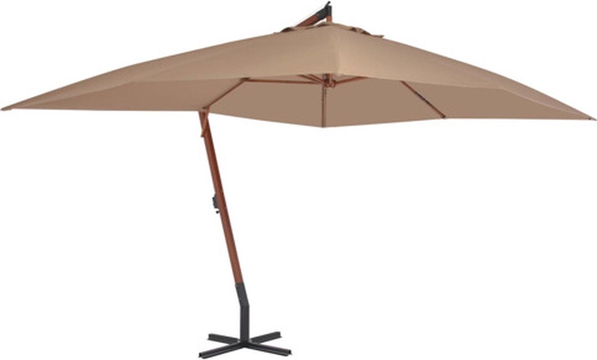 vidaXL - Zweefparasol - met - houten - paal - 400x300 - cm - taupe (8718475697312)