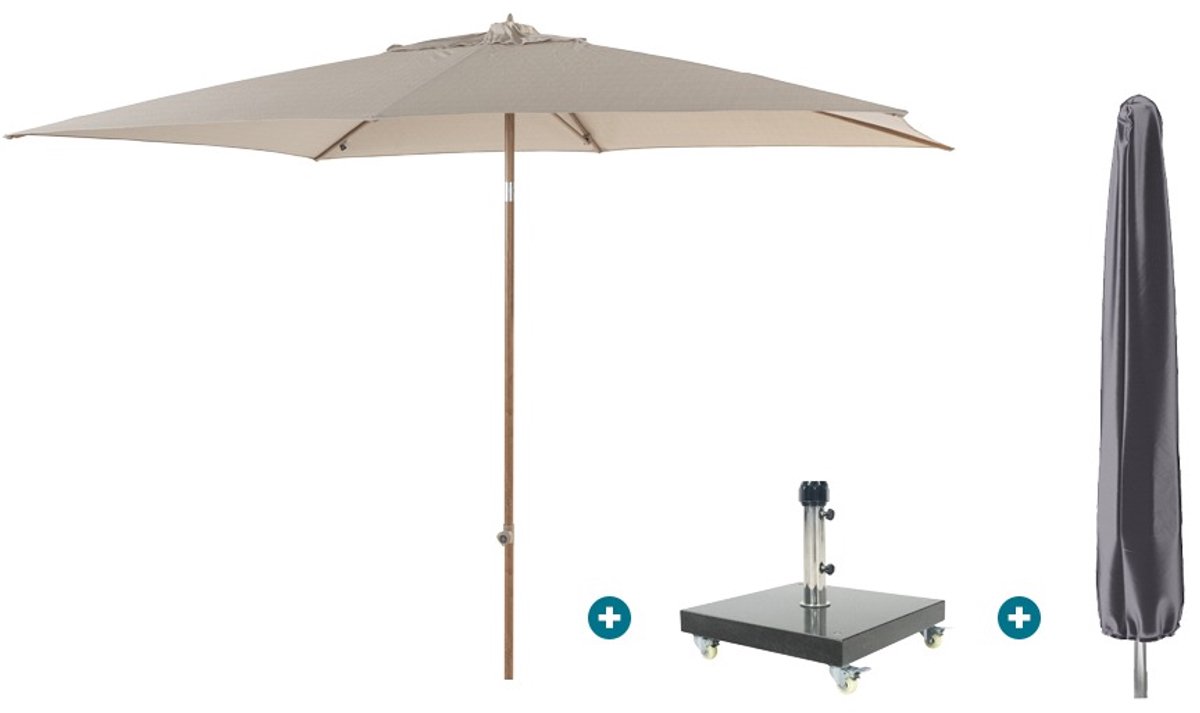 4SO Azzurro stokparasol 200x300 cm. - Houtlook/Zand Granada voet en hoes (6154116590581)