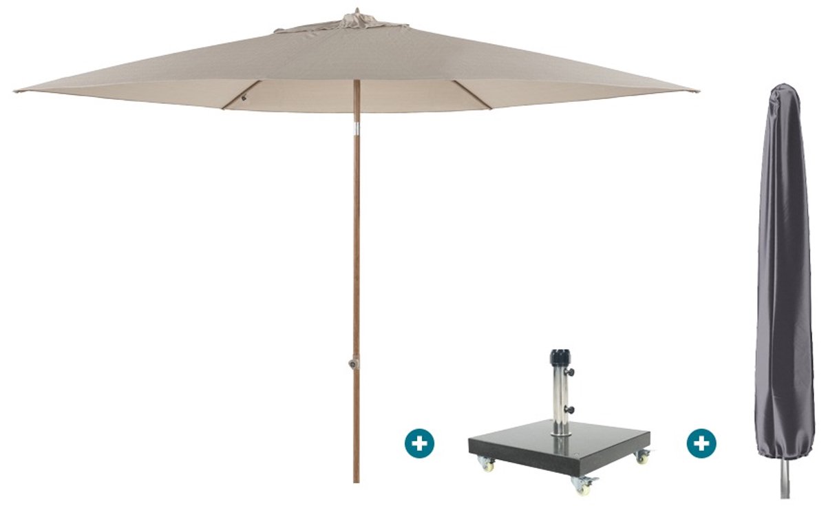 4SO Azzurro stokparasol 300 cm. - Houtlook/Zand Granada voet en hoes (6154116489489)