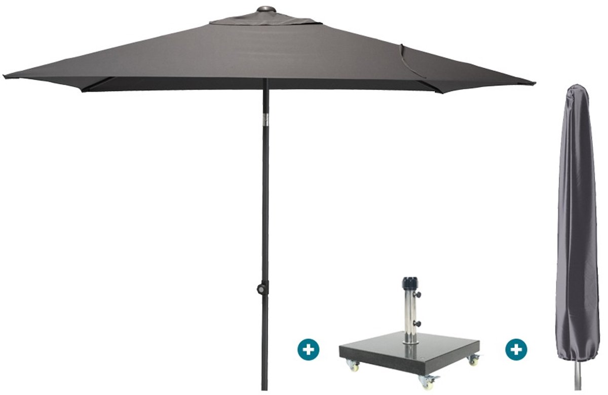 4SO Oasis stokparasol 200x250 cm. - Antraciet Granada voet en hoes (6154116392321)