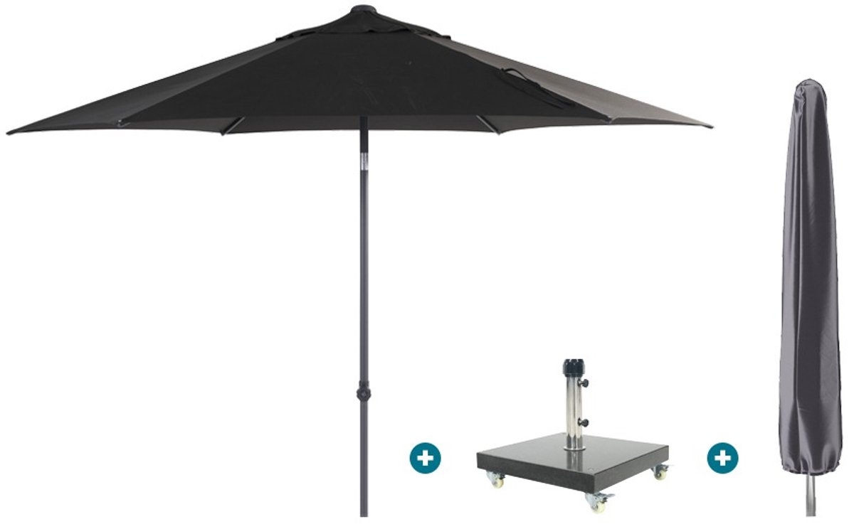 4SO Oasis stokparasol 300 cm. - Antraciet Granada voet en hoes (6154116443474)