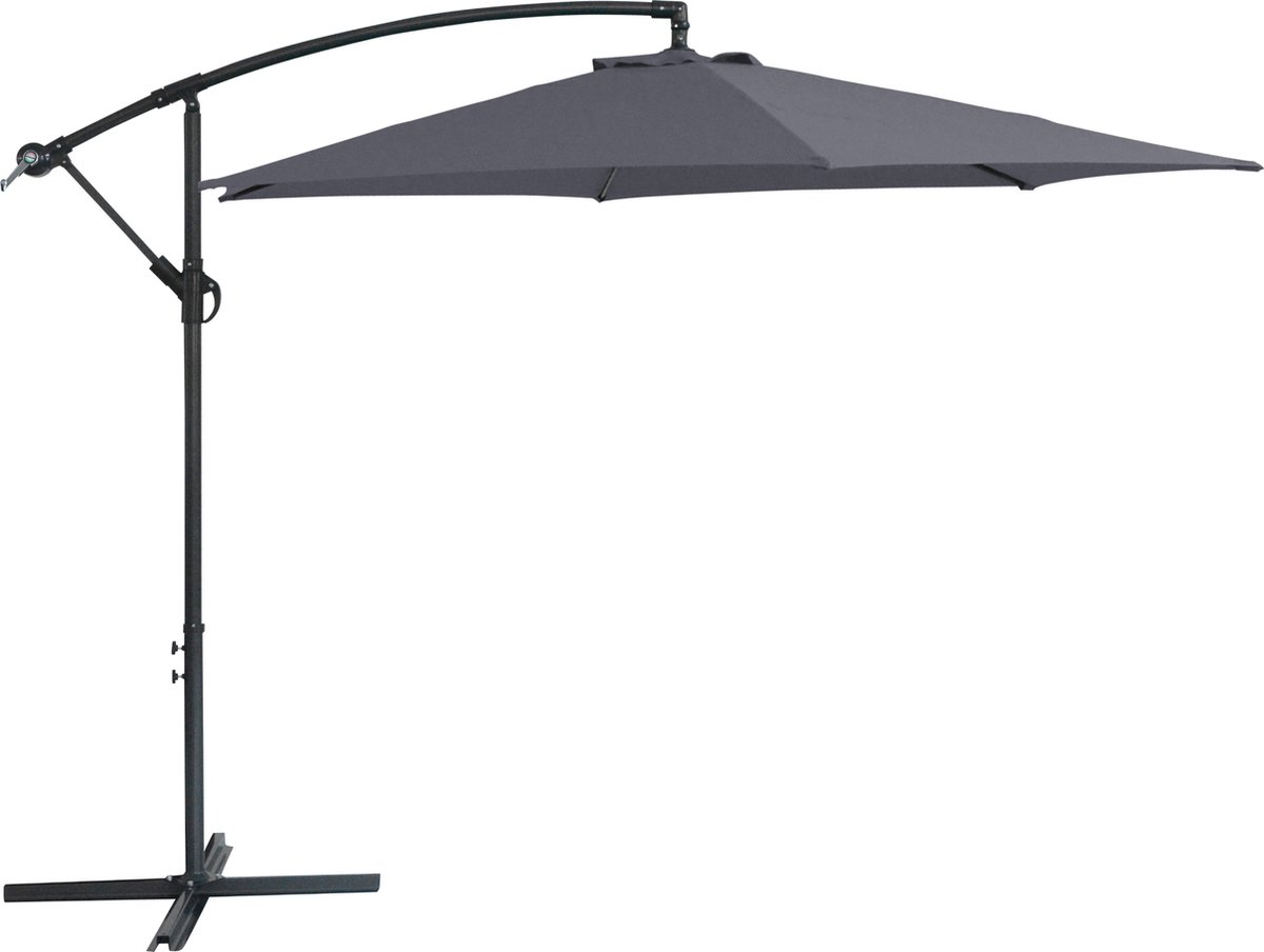 ACAZA Parasol - Zweefparasol - Donkergrijs - 300 cm diameter - Staal - Parasols - Rond - UV werend doek - Kantelbaar (5400943021585)