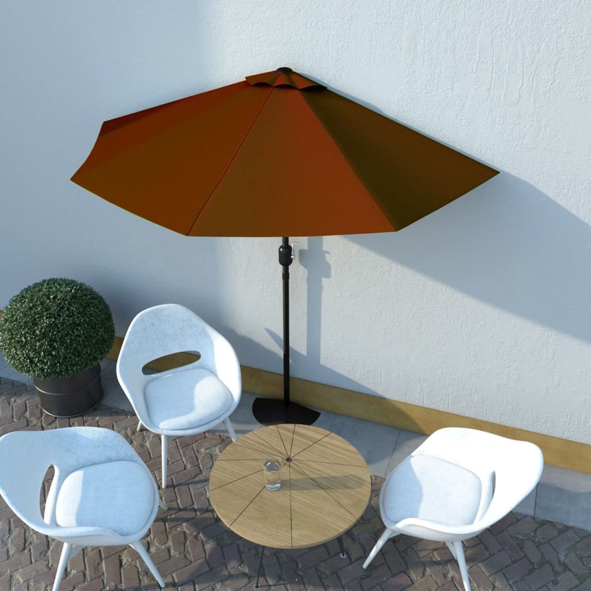 Balkonparasol - Tuinparasol - Stokparasol - Zonnescherm - Muurparasol - Grote Rechthoekige Parasol - Stevige Kunststof Paal - Waterafstotend & Eenvoudig Schoon Te Maken - 270x144x222 cm - Terracotta Rood/Bruin (8721391297825)