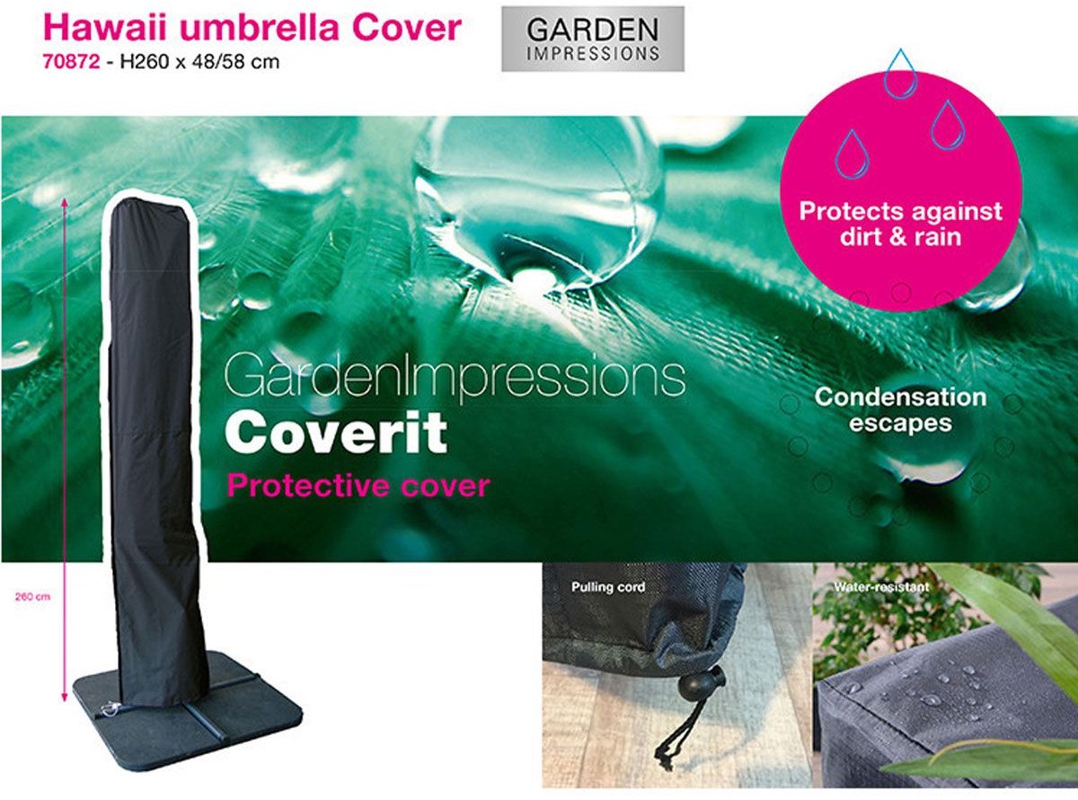 Garden Impressions Hawaii zweefparasol S Ø300 - donker grijs met 80 kg parasolvoet en parasolhoes (6097130335397)
