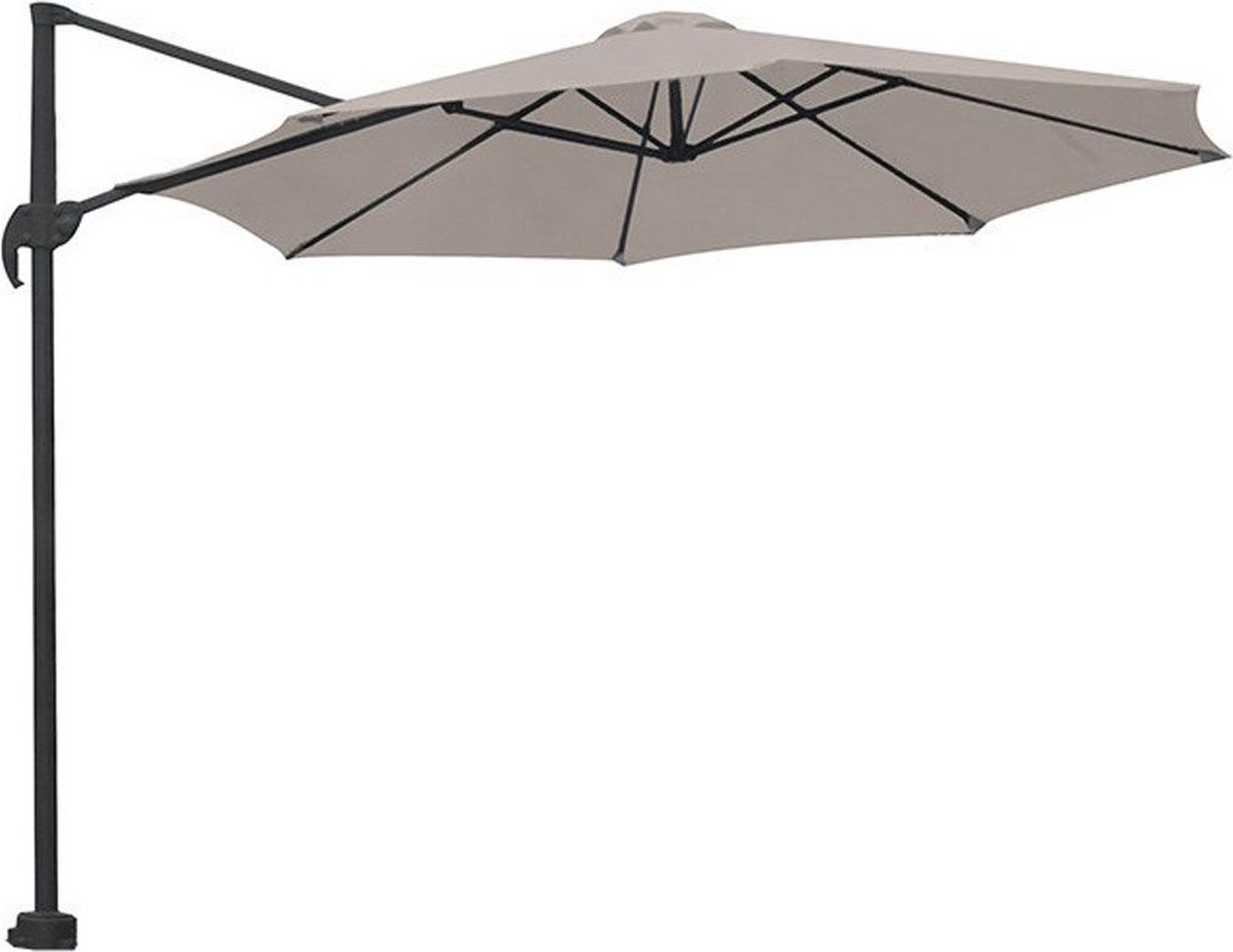 Garden Impressions Hawaii zweefparasol S Ø300 - donker grijs/zand met 80 kg parasolvoet en parasolhoes (6097118190147)