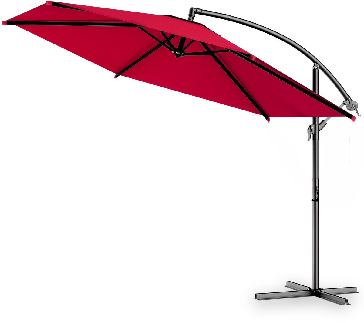 Kingsleeve Zweefparasol - Ø330cm UV-Bescherming 80+ Slinger - Rood (4250525335859)