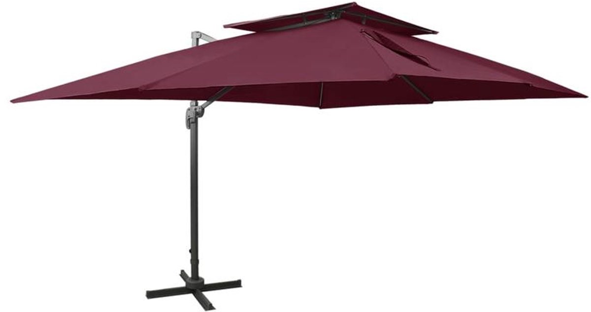 Zweefparasol - Hangparasol - Parasol Met Voet - Tuinparasol - Aluminium Constructie - 400x300 Cm - 360 Graden Draaibaar (8721391008223)