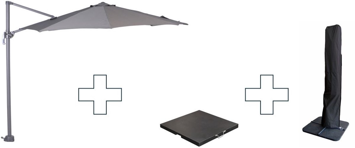 Zweefparasol Hawaii S - met voet en hoes - Donkergrijs - 300 cm (8713002900439)