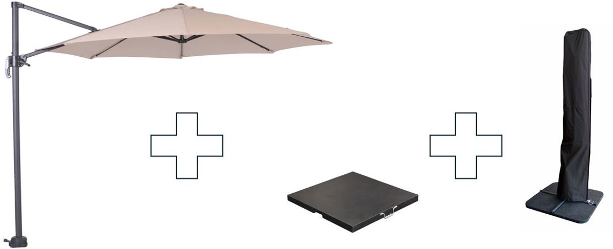 Zweefparasol Hawaii S - met voet en hoes - Ecru - 300 cm (8713002900460)