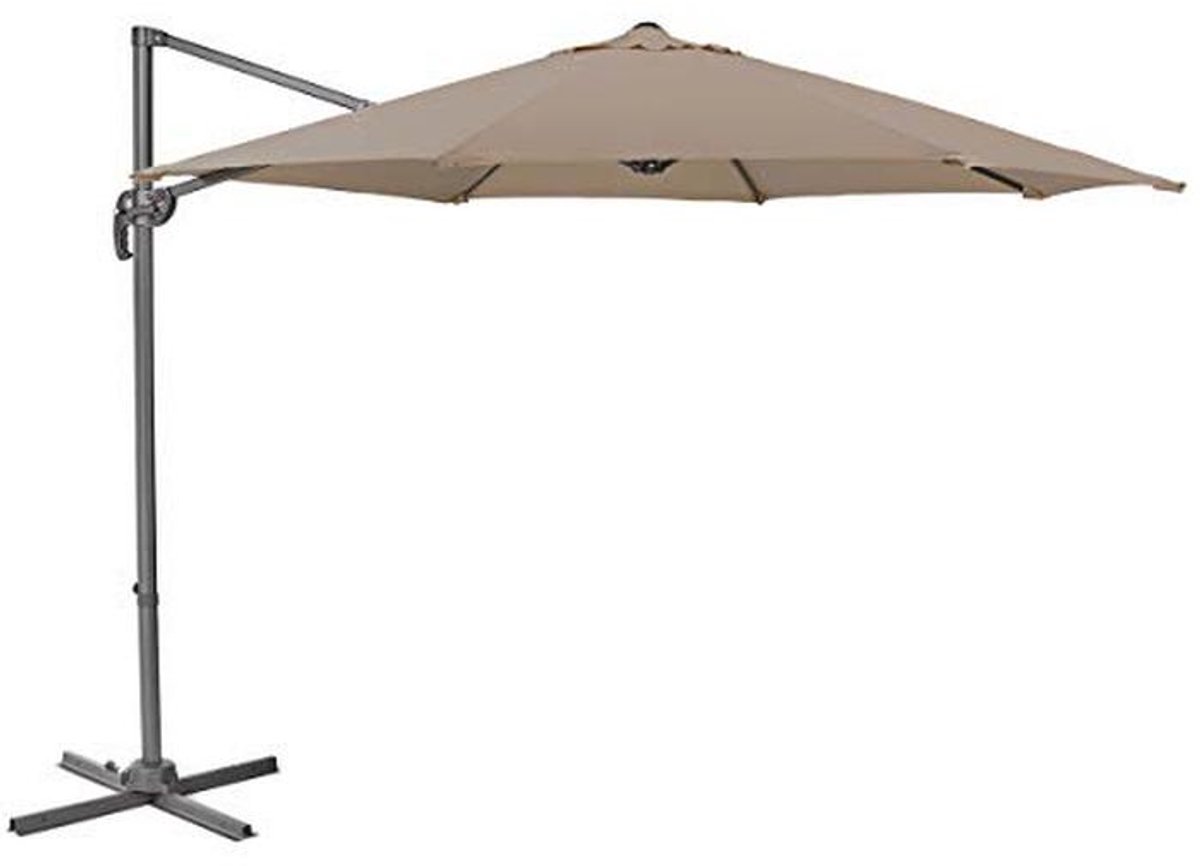 Aluminium Zweefparasol met Standaard en 360° Hefboomconstructie - Kantelbare Tuinparasol (9101005533805)