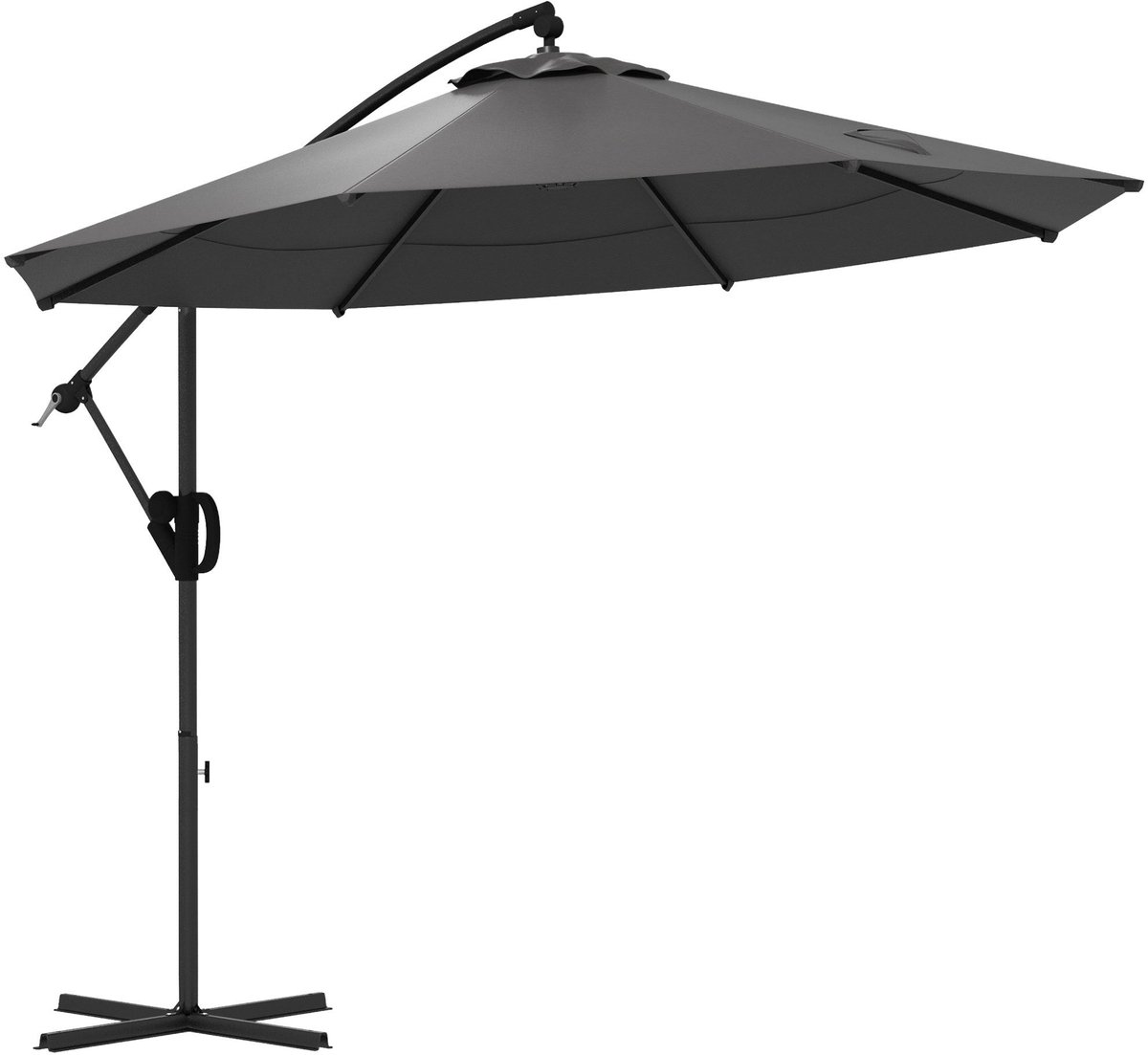 Hangparasol - Zweefparasol - Cantilever Parasol - Vrijstaande Parasol - Terrasparasol - Grijs - 293x293 cm - Kantelbaar met Stevige Kruisvoet (8721391398836)