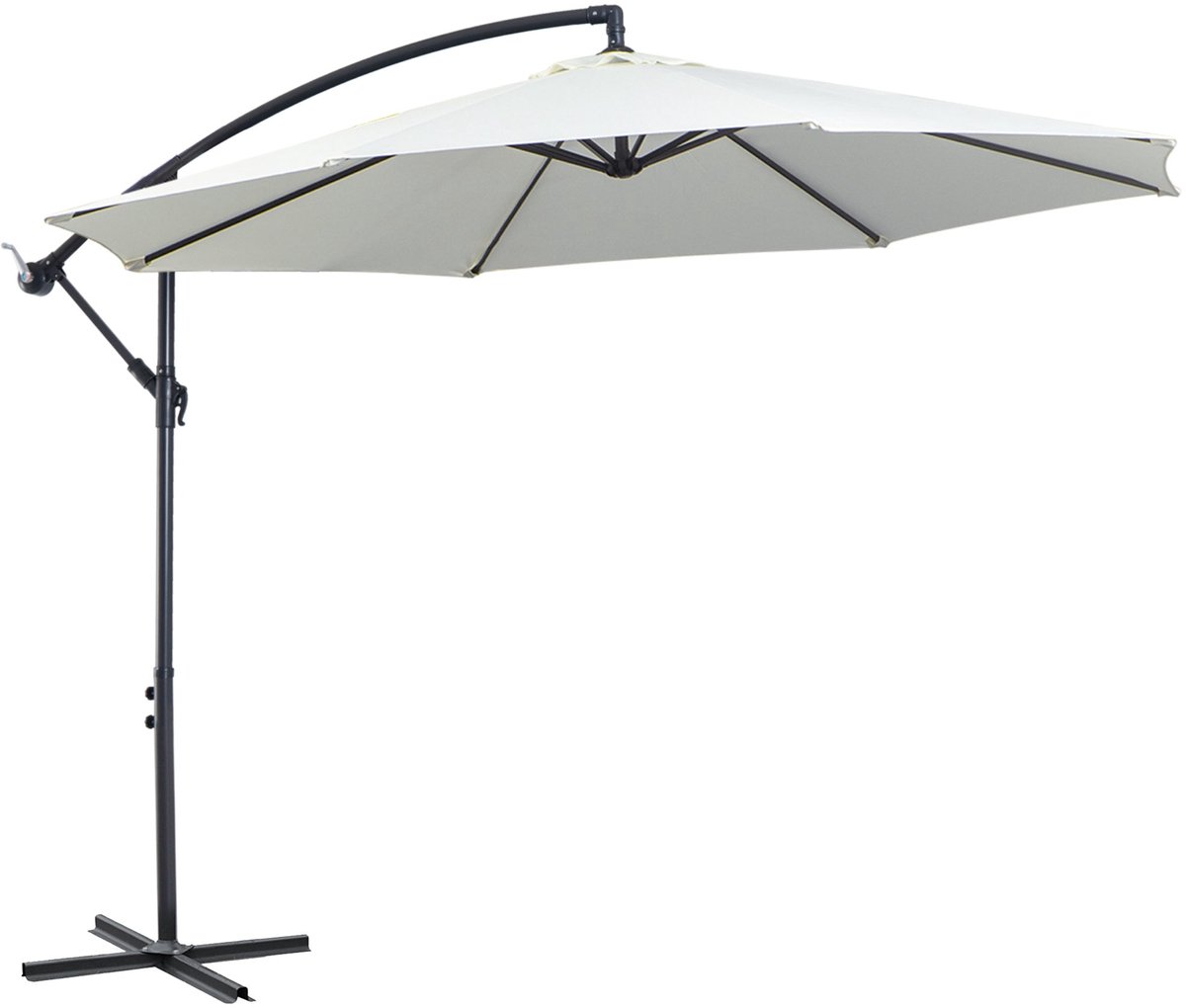 Knikparasol - Zonnescherm - Terrasparasol - Zweefparasol - Buitenparasol - Crèmekleur - Weerbestendig Stalen Frame - 3x3 Meter Schaduw (8721391382408)
