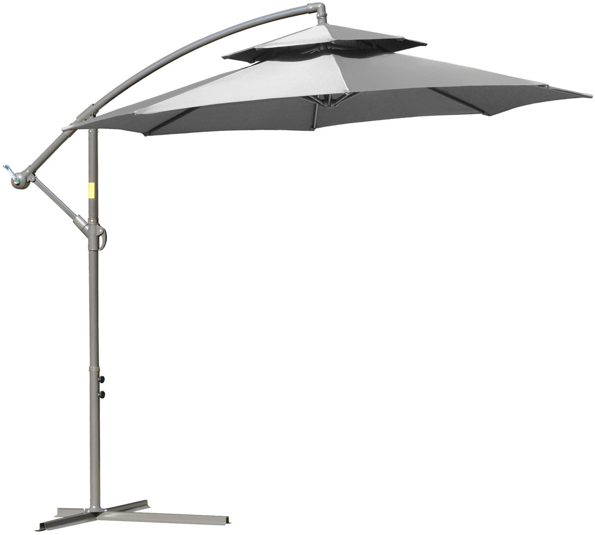 Parasol - Stokparasol - Zweefparasol - Buitenparasol - Terrasparasol - Extra Groot Ø2,67 m - Dubbele Kap & Stalen Frame - Lichtgrijs (8721391269792)
