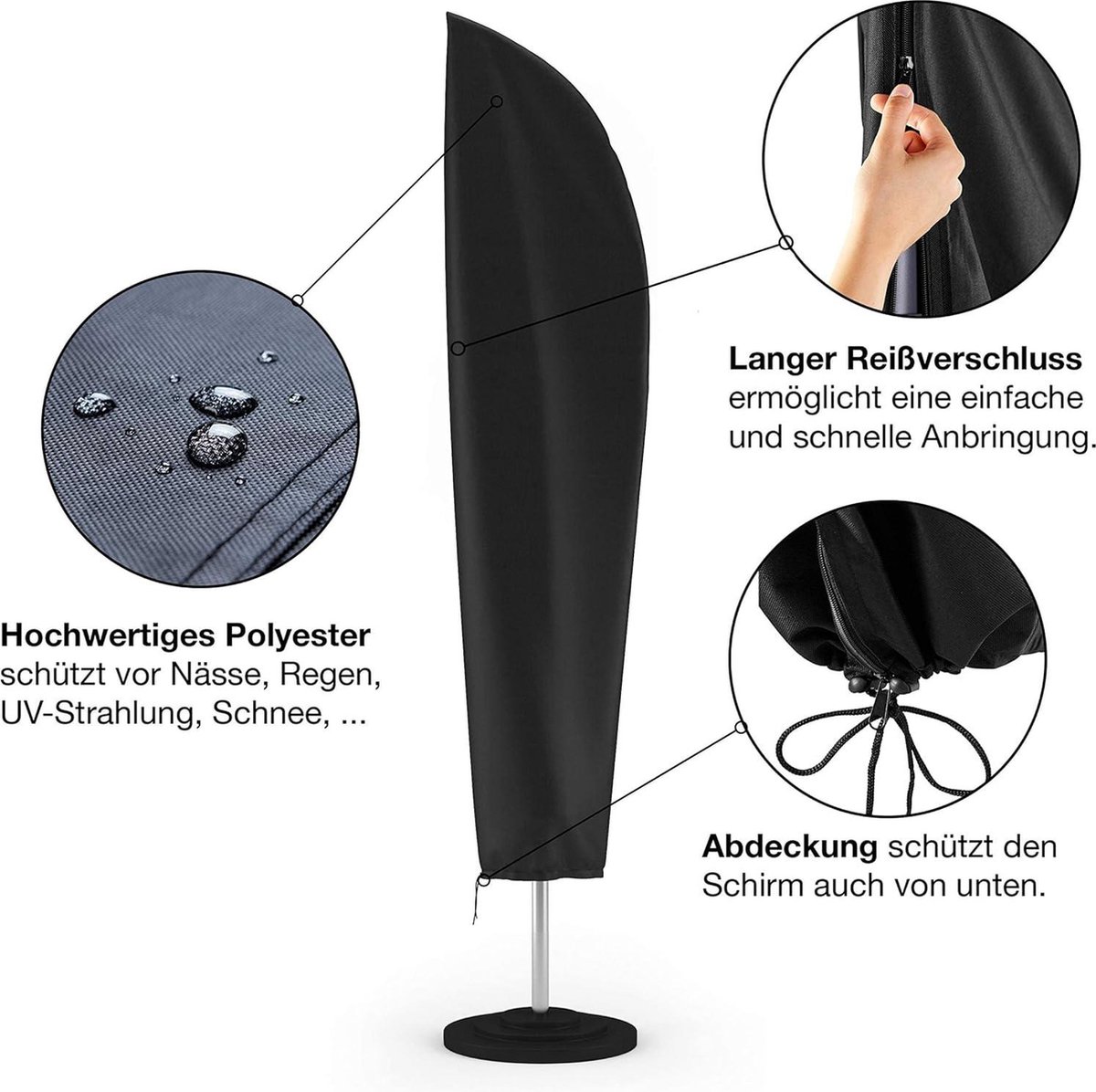 Premium beschermhoes zweefparasols 2-4m waterdicht UV-bescherming antraciet (9505378456127)