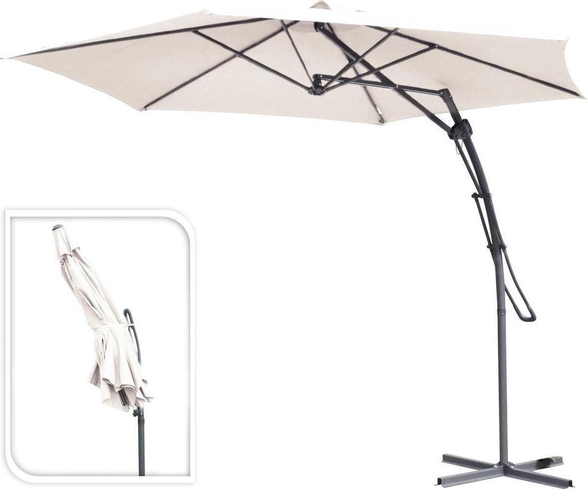 Relaxwonen - Push-up zweefparasol - Ø300cm - creme - stevige kwaliteit (8720094245164)