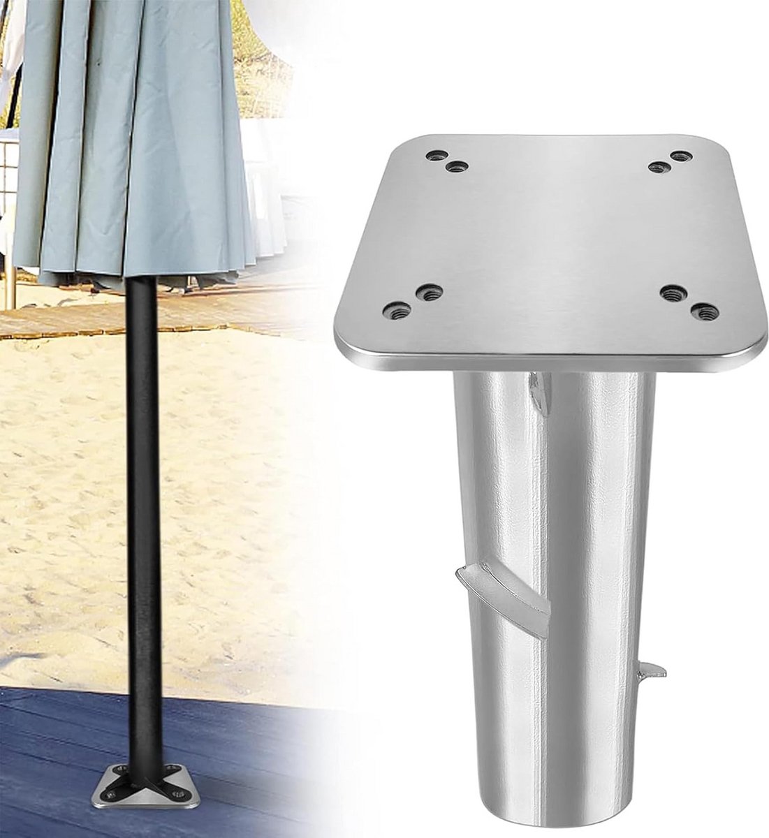 Universele Inbouw Bodemplaat voor Zweefparasol en Standaard - Stabiele Grondanker (9101049974275)