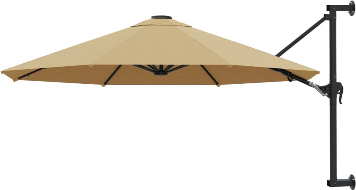 WandParasol | Zonnescherm | Tuinparasol met metalen paal 300 cm taupe (6932537147054)