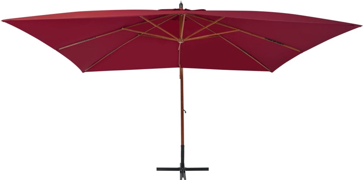 ZweefParasol | Zonnescherm | Tuinparasol met houten paal 400x300 cm bordeauxrood (6932537147641)