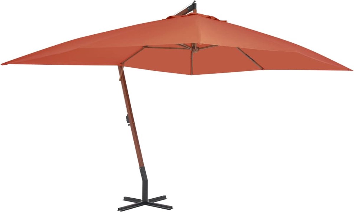 ZweefParasol | Zonnescherm | Tuinparasol met houten paal 400x300 cm terracottakleurig (6932537147665)