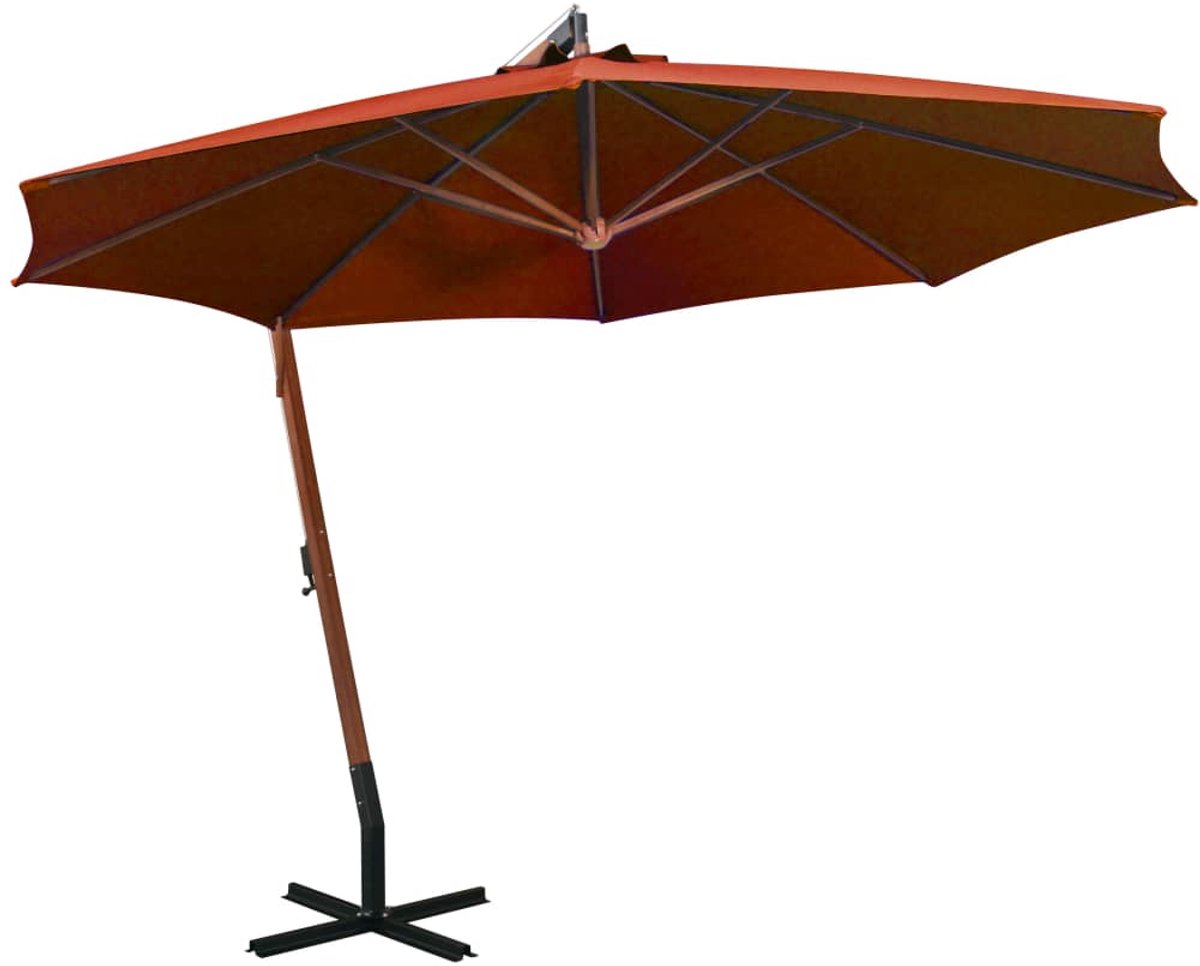 ZweefParasol | Zonnescherm | Tuinparasol met paal 3,5x2,9 m massief vurenhout terracotta (6932537147931)