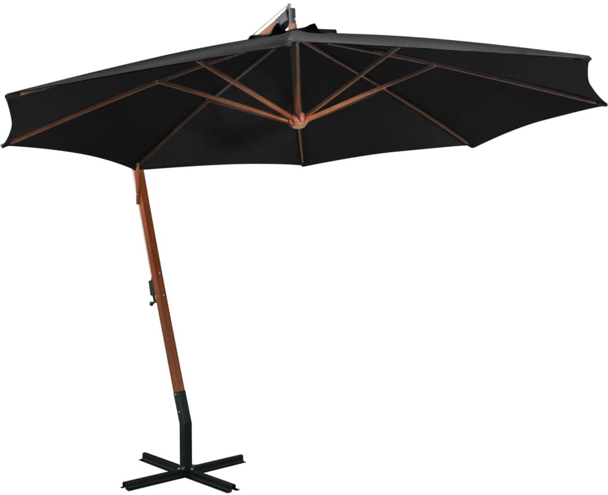 ZweefParasol | Zonnescherm | Tuinparasol met paal 3,5x2,9 m massief vurenhout zwart (6932537147948)