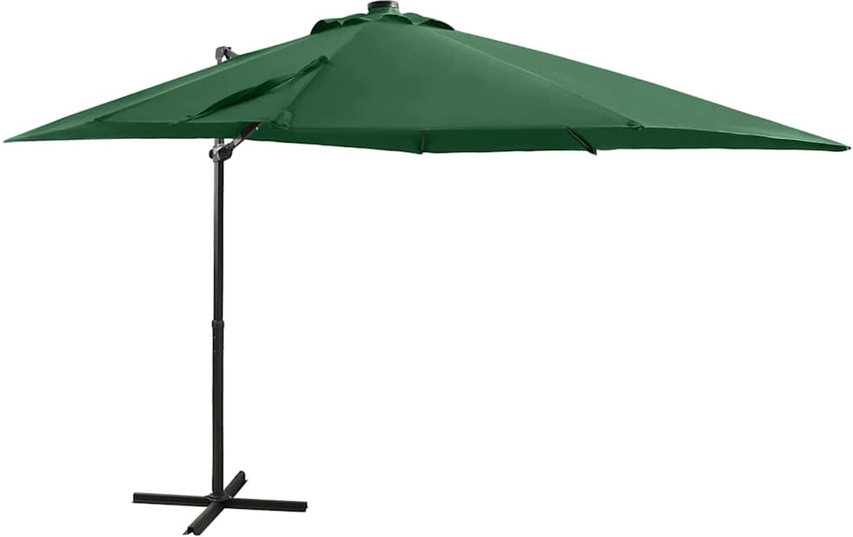 ZweefParasol | Zonnescherm | Tuinparasol met paal en LED-verlichting 250 cm groen (6932537148044)