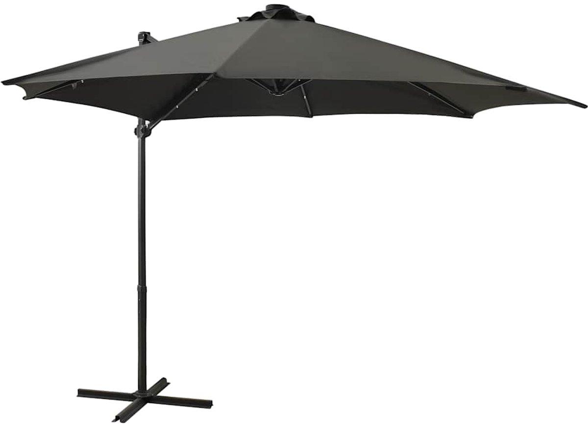 ZweefParasol | Zonnescherm | Tuinparasol met paal en LED-verlichting 300 cm antracietkleur (6932537148075)