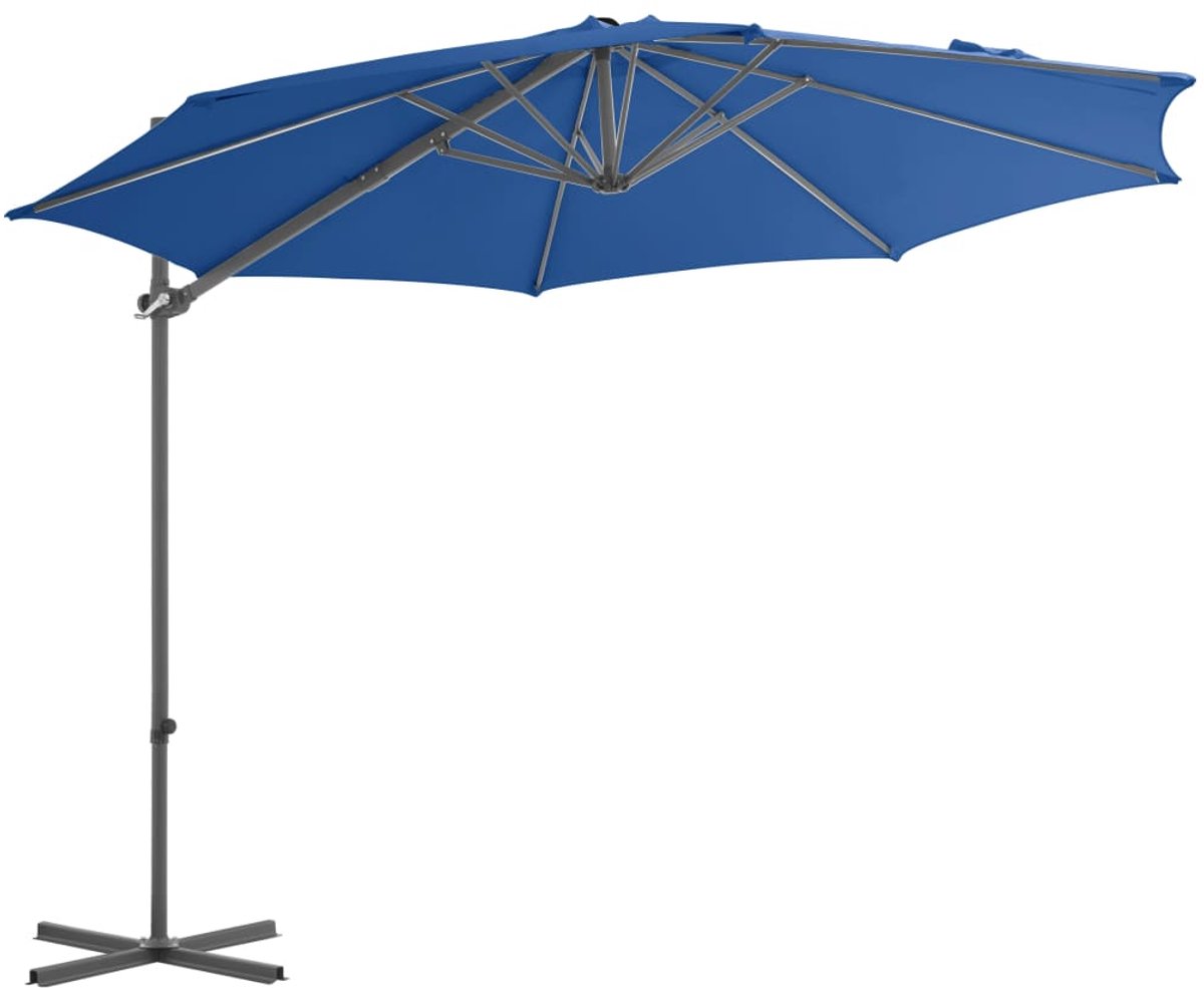 ZweefParasol | Zonnescherm | Tuinparasol met stalen paal 300 cm azuurblauw (6932537148334)
