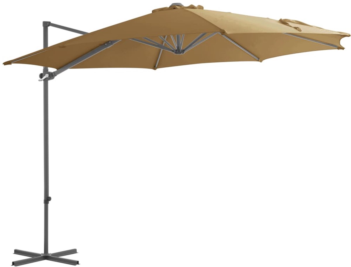 ZweefParasol | Zonnescherm | Tuinparasol met stalen paal 300 cm taupe (6932537148358)