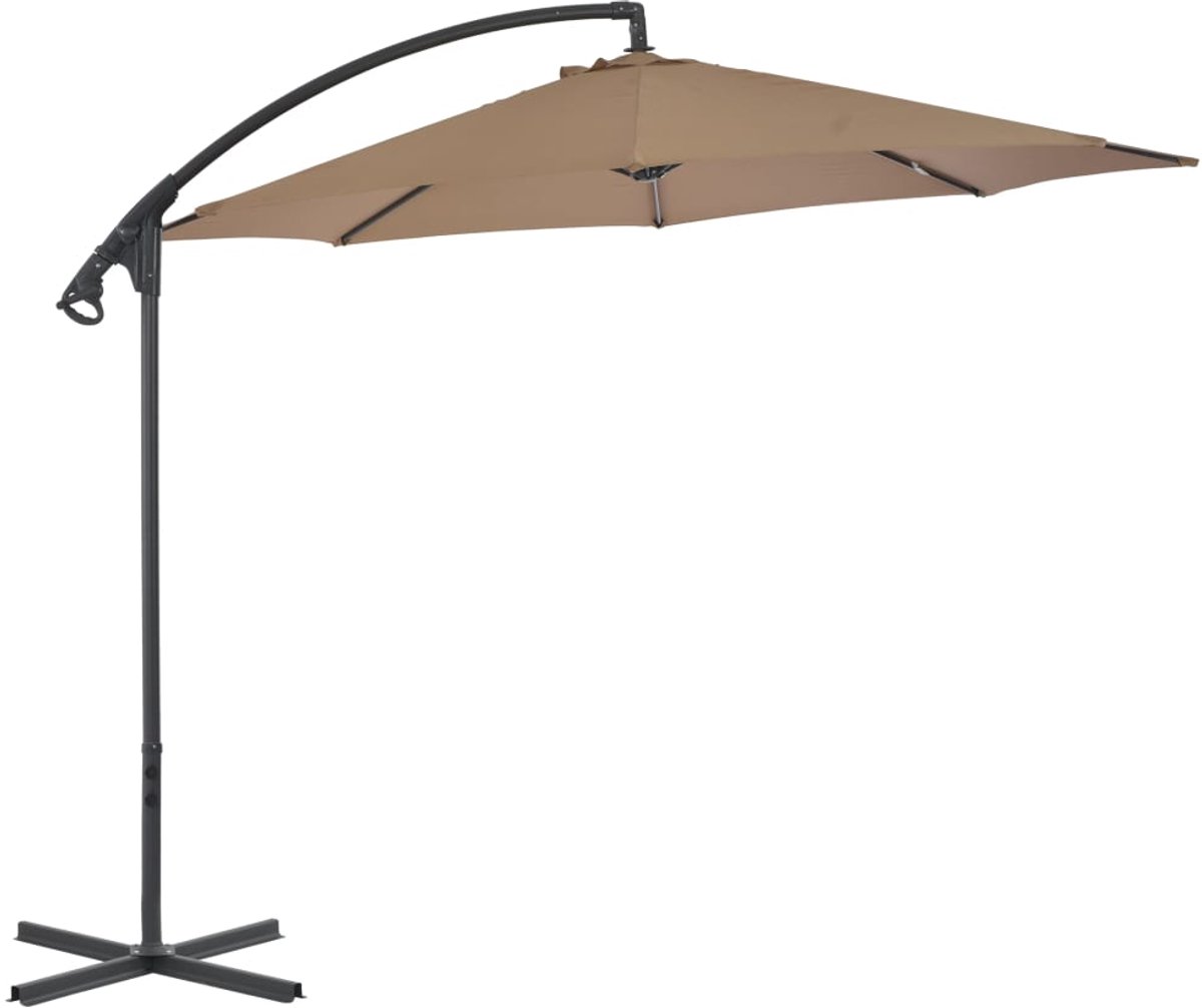 ZweefParasol | Zonnescherm | Tuinparasol met stalen paal 300 cm taupe (6932537148365)