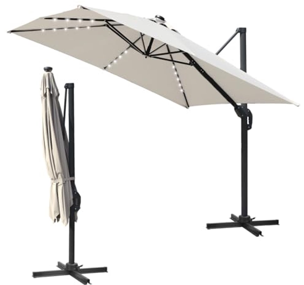 Zweefparasol 300 x 300 cm met Curve en 360° Draaifunctie - Terrasparasol met UV50+ Bescherming (6153916868807)
