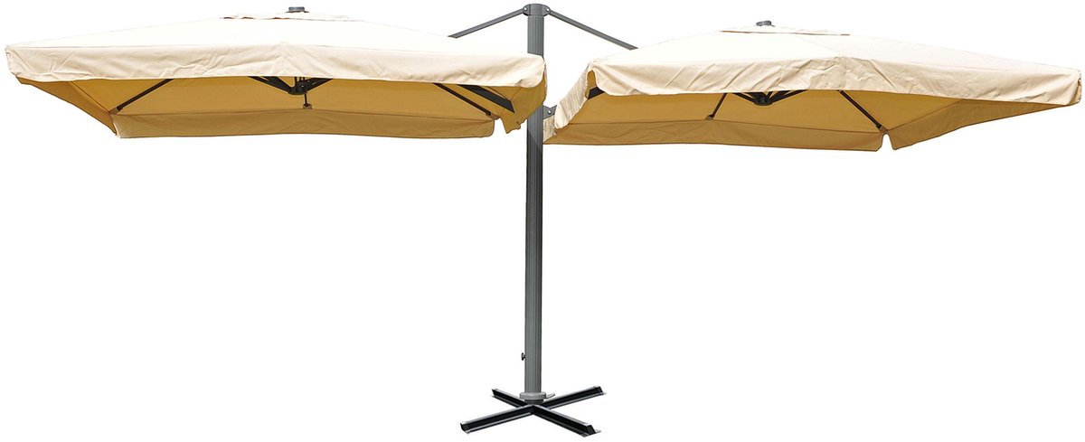 Zweefparasol T44, pergola luifel effect, 6,2x3m polyester 50kg ~ crème-beige (4052826052806)