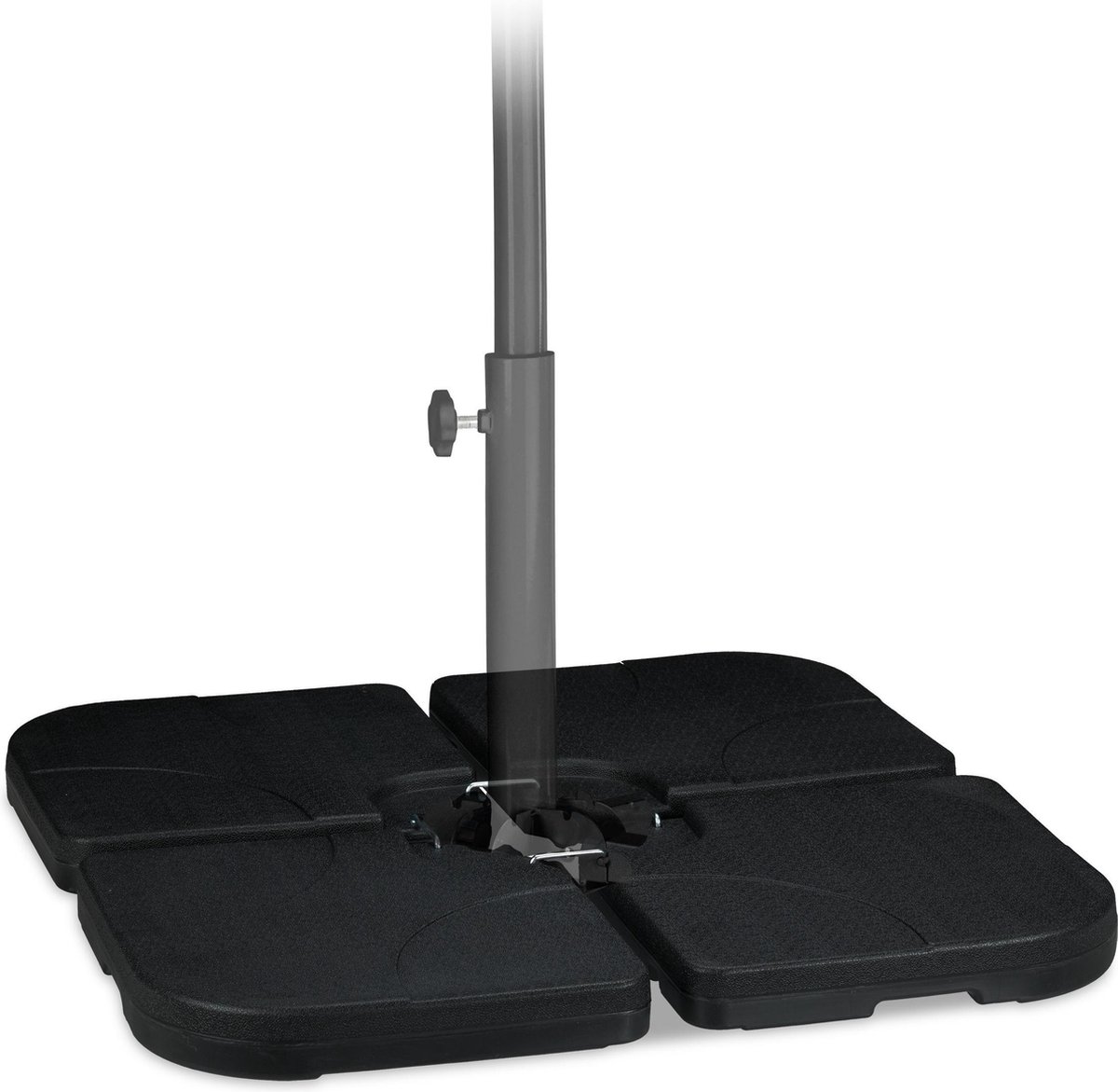 parasoltegels - voor zweefparasol - vulbaar met 60 l water of 90 kg zand - 50x50 cm - kunststof - zwart (4052025307226)