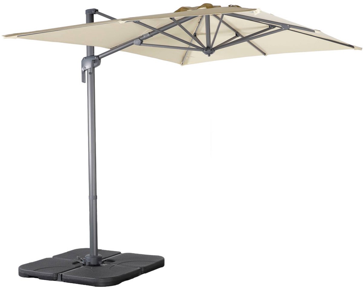 sweeek - Rechthoekige zweefparasol 2x3m kantelbaar inklapbaar en 360° draaibaar + 4 ballasttegels - antibes (3701672531690)