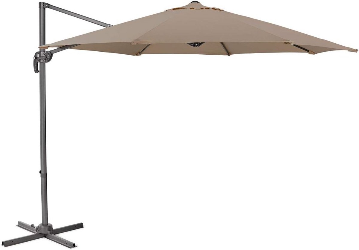 Aluminium Zweefparasol met Standaard en 360° Hefboomconstructie - Kantelbare Tuinparasol (9101039502020)