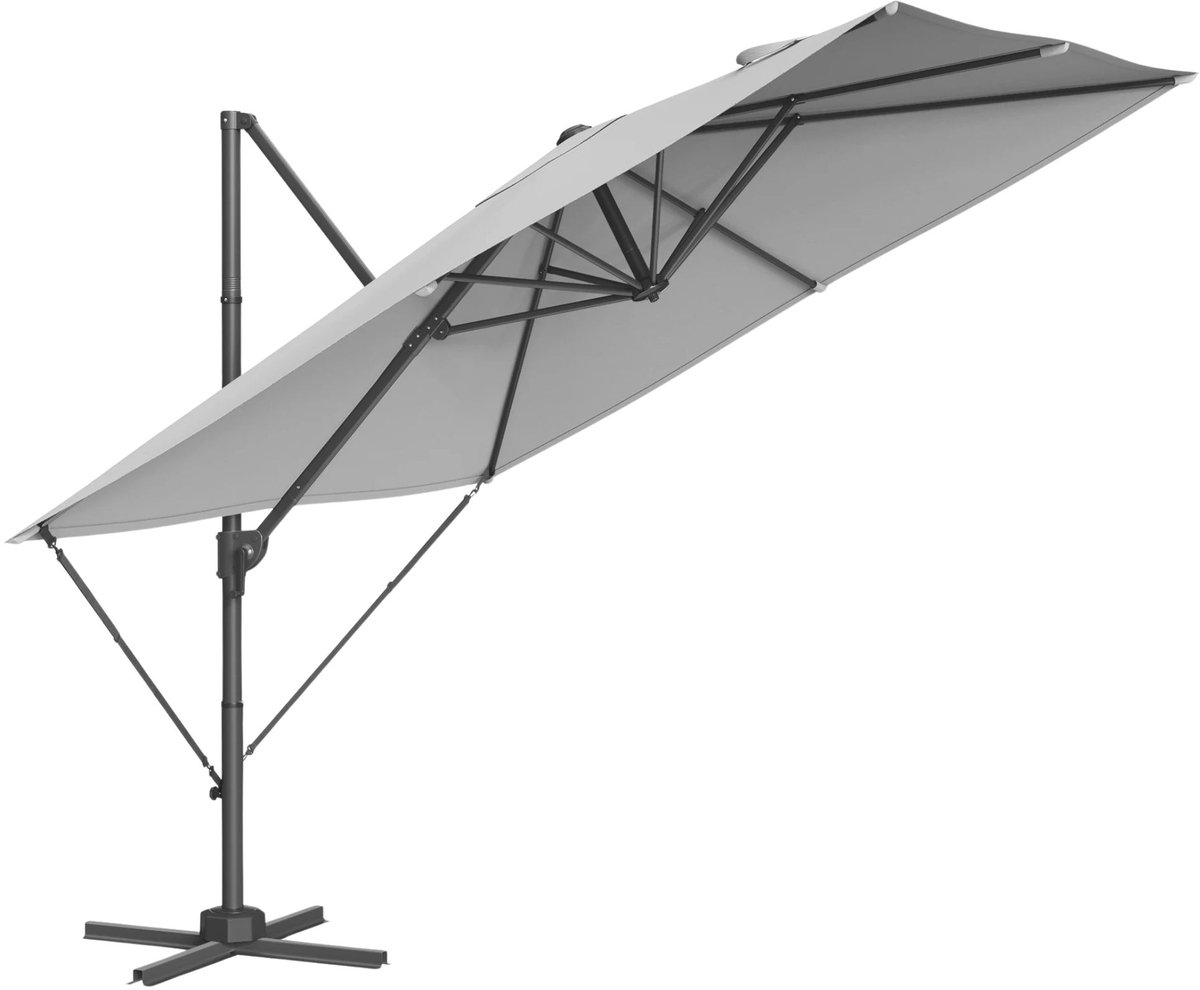 DoneMore® - parasol - zweefparasol - 270 x 270 cm - 360 graden draaibaar - kantelbaar - UV-bescherming UPF 50+ - grijs - 17,4 kg (6153546926946)