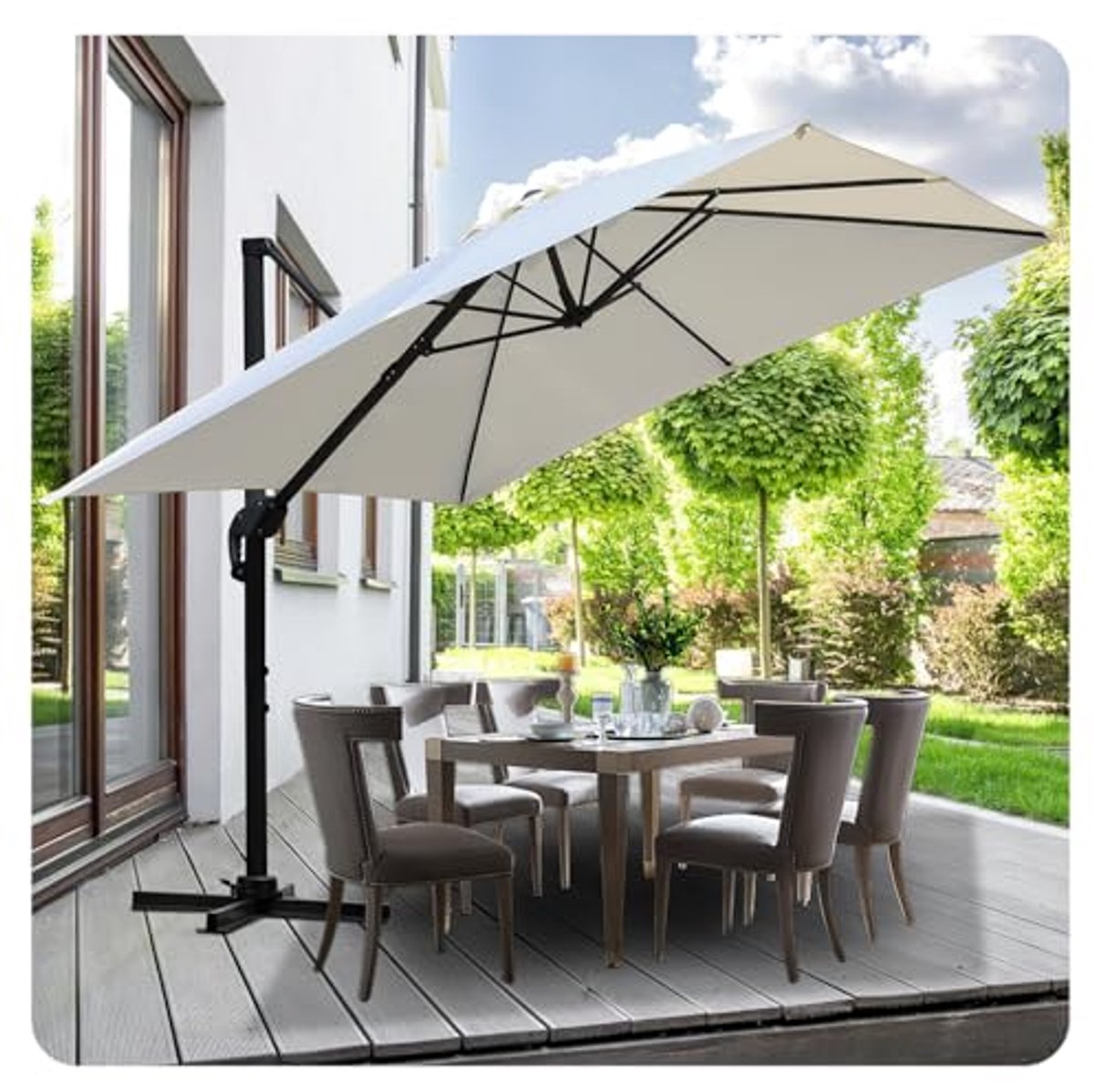 Draaibare zweefparasol 300 cm en 350 cm voor tuin en terras (6153950338304)