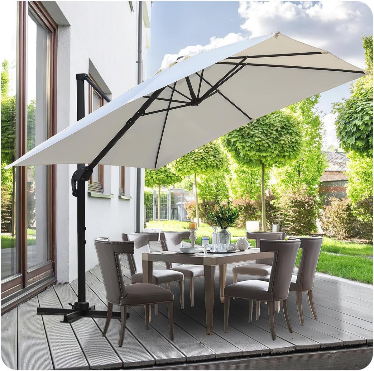 Draaibare zweefparasol 300 cm en 350 cm voor tuin en terras (9101040394614)