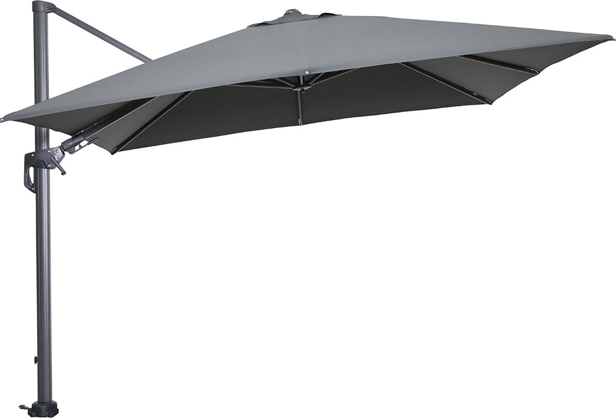 Garden Impressions Hawaii zweefparasol 300x300 cm carbon black / donker grijs met 90kg black polished parasolvoet en parasolhoes (6097129922928)