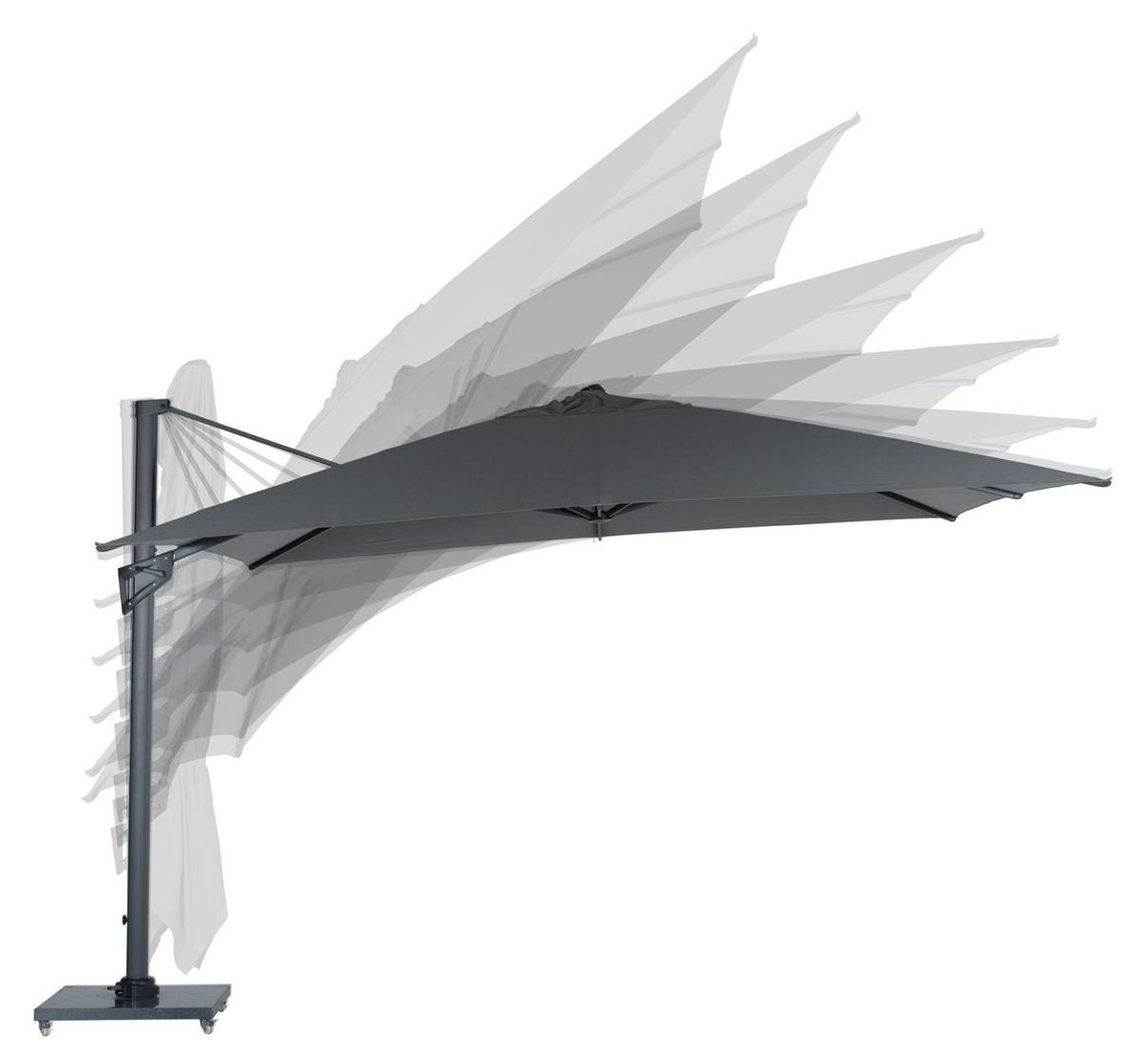 Garden Impressions Hawaii zweefparasol King Pole 400x400 cm - donker grijs (8713002505009)