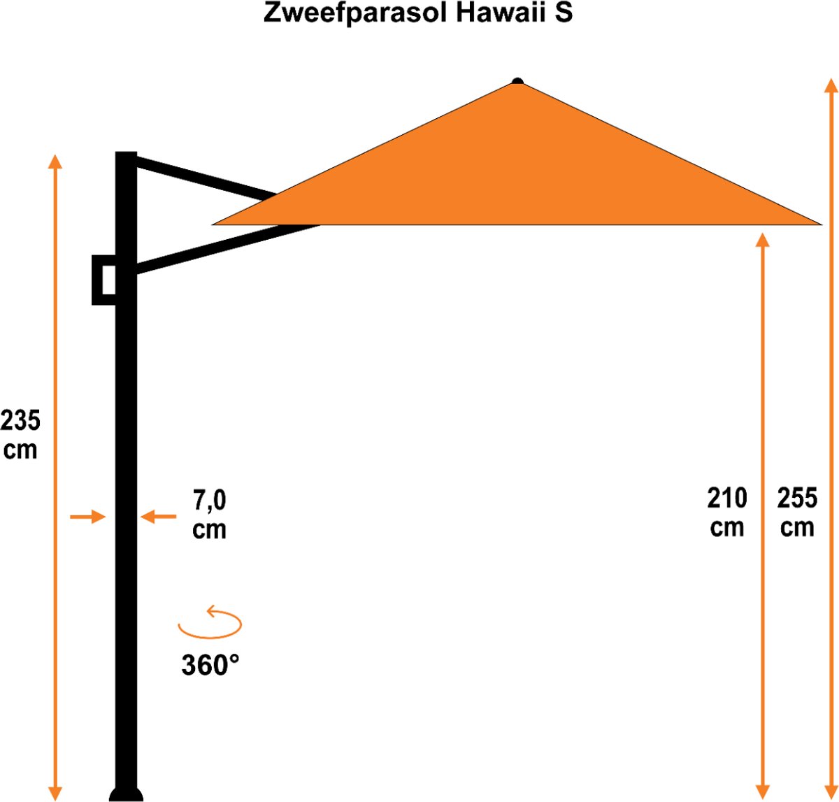 Garden Impressions Hawaii zweefparasol S 250x250 - donker grijs/zand met 80 kg parasolvoet en parasolhoes (6097103522526)